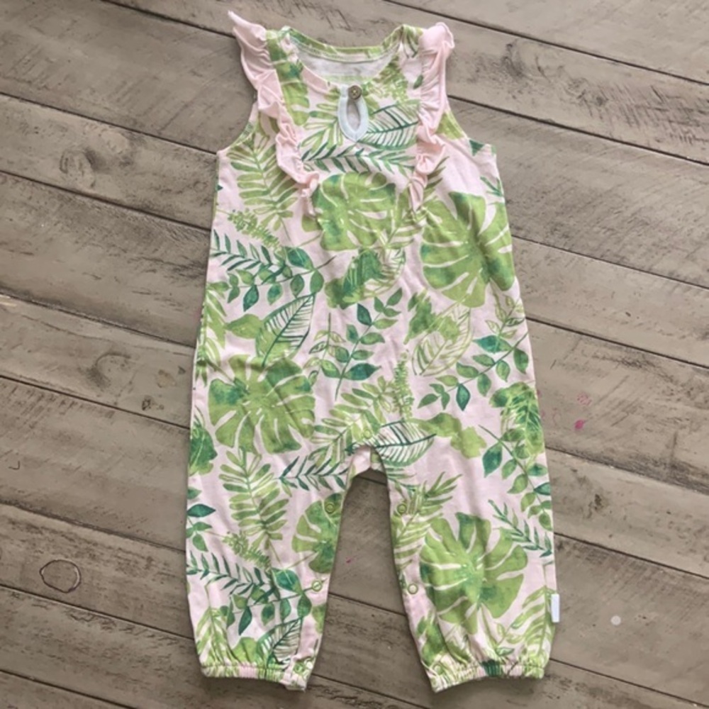 Burt’s Bees Palm Trees One Piece Bodysuit 0 3 months EUC